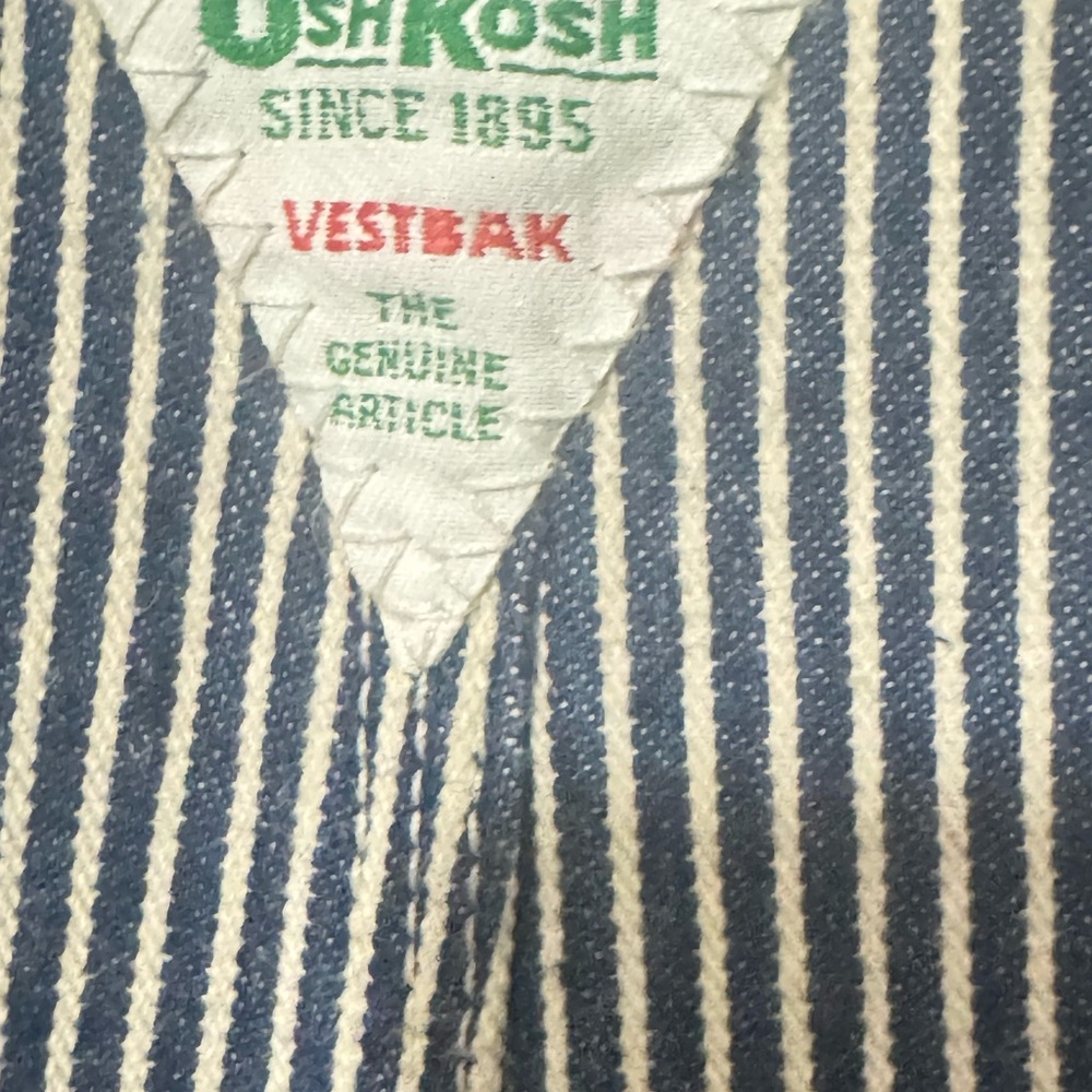 OshKosh B'gosh Blue and White Striped Overalls - Picture 2 of 6